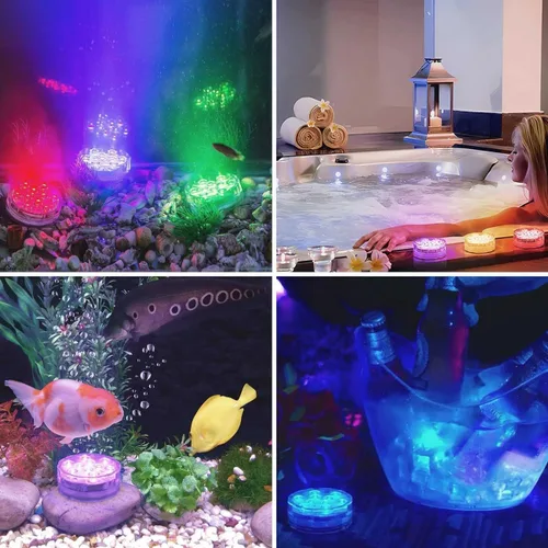 Miniatura 4 de Luces LED sumergibles con control remoto, 13 colores, 4 modos, funciona con pilas, luz LED subacuática para piscina enterrada y piscina sobre