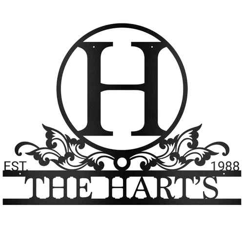 Miniatura 12 de Letreros de metal personalizados, letrero de nombre de metal, arte de pared de metal con letra dividida, monograma, decoración de pared, arte