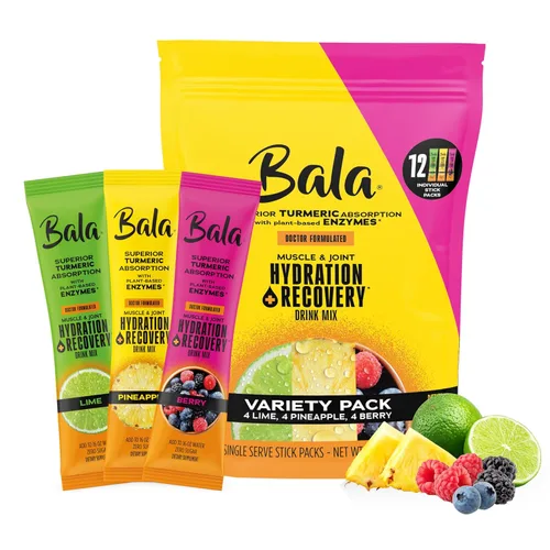 Bala Total Body Wellness - Mezcla de bebida para hidratar y recuperar, paquete variado, piña, lima y bayas, 4 por sabor, electrolitos sin azúcar en