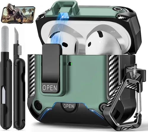 Miniatura 27 de Funda para AirPods Pro de 2 generación con soporte para teléfono, diseño de interruptor automático de protección completa contra caídas con kit