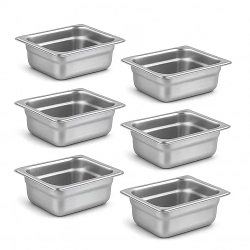 Miniatura 11 de Aplancee Sartenes de 1/2 hotel de 4 pulgadas de profundidad de acero inoxidable para alimentos, antiatascos, juego de 6 sartenes de mesa de vapor