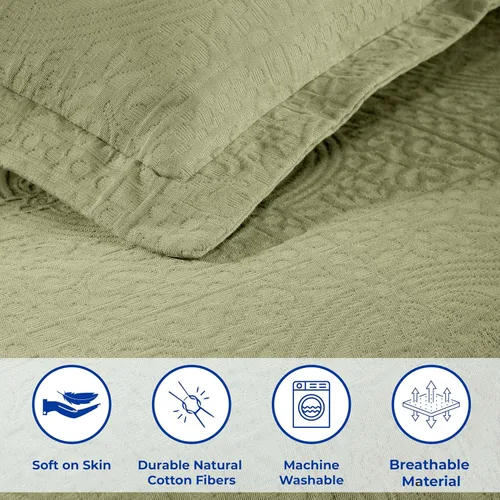 Miniatura 9 de Superior Juego de colcha de algodón con diseño de flor de lis, mantas cálidas, ropa de cama para todas las estaciones, decoración de dormitorio