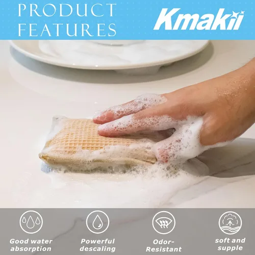 Miniatura 5 de KMAKII Esponjas de cocina de bambú, esponja para platos, esponjas de limpieza súper absorbentes, paquete de 12