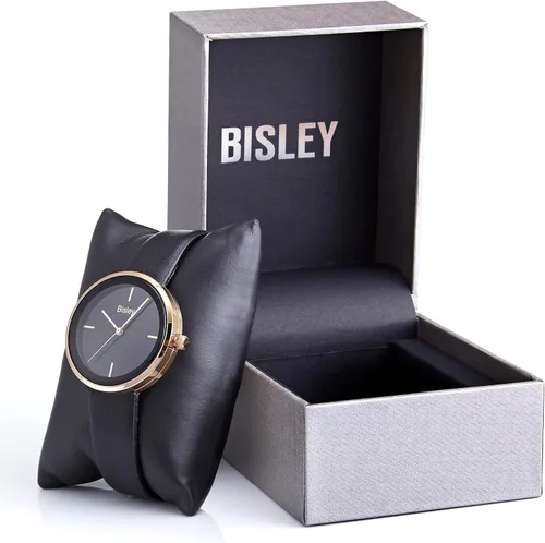 Miniatura 7 de Bisley Reloj de cuero para mujer, reloj analógico impermeable simple