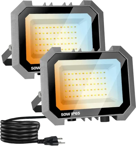 Miniatura 11 de Leddictive - Paquete de 2 luces LED de inundación para exteriores, 3CCT 3000/4000/6000K seleccionables, 100W 10000LM, foco de inundación