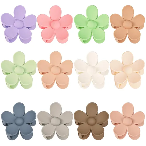 Miniatura 8 de 12 pinzas de flores para mujeres y niñas, clips de mandíbula grandes y fuertes en 12 colores mate para cabello grueso y fino