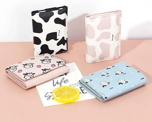Miniatura 7 de Sunwel Fashion Billetera pequeña con estampado de vaca para niñas, con bolsillo para efectivo, tarjetero con ventana de identificación para mujer