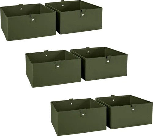 Miniatura 17 de RiverRidge Juego de 6 contenedores de almacenamiento plegables para niños - Cajas de tela de 10.5"A x 5"Al con asas para organizador de armario y 6