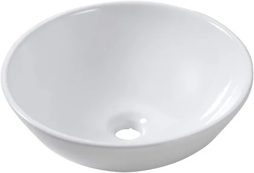 Miniatura 11 de Lordear Fregadero ovalado de 16 x 13 pulgadas, fregadero de baño con forma de huevo moderna sobre mostrador, lavabo de cerámica de porcelana blanca