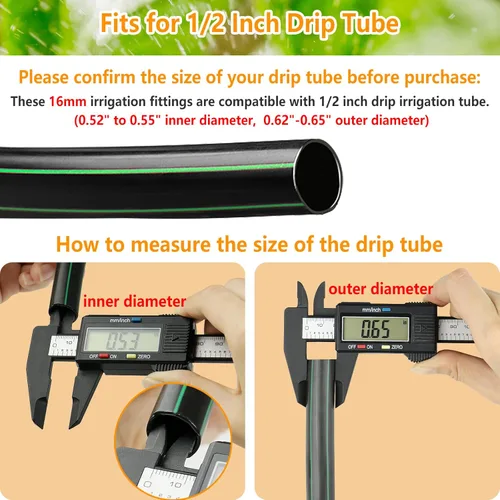 Miniatura 4 de Accesorios de riego por goteo para tubos de goteo de 1/2 pulgada (1/2 pulgada de diámetro interior x 0.65 pulgadas de diámetro), 10 piezas de 1/2