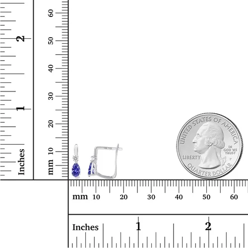 Miniatura 4 de Pendientes de aro de oro macizo de 14 quilates de 0433 x 0197in con forma de pera natural para mujer piedra natal de corte de pera de 0197 x 0118in