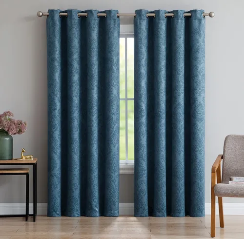 LinenZone Par de Cortinas de Dormitorio Azul Verde Azulado. Estas Cortinas Opacas de Decoración Moderna son una Gran Opción como Cortinas de Ventana