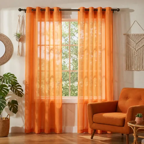 Miniatura 71 de KOUFALL Cortinas traslúcidas de 120 pulgadas de 2 paneles con ojales, juego extra largo de 10 pies de largo, cortinas altas para ventana grande, 52