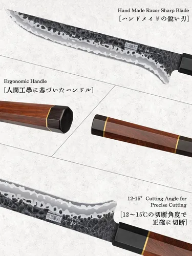 Miniatura 4 de HOSHANHO - Cuchillo de filetear de 7 pulgadas, cuchillo para deshuesar forjado a mano y afilado como una navaja, cuchillos de pescado de acero súper
