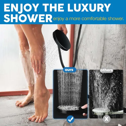 Miniatura 5 de Cabezal de ducha, cabezal de ducha de lluvia de 8" con combo de rociador de mano y brazo de extensión ajustable/regulador de flujo de 3 vías/sistema