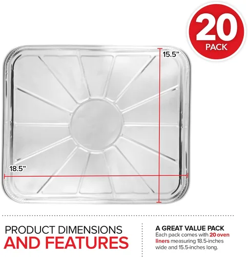 Miniatura 2 de Revestimientos desechables de aluminio para horno (paquete de 10) forros de horno para la parte inferior del horno eléctrico y horno de gas, bandeja