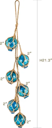 Miniatura 2 de SAILINGSTORY - Flotador de pesca de cristal, 6 bolas de boya para decoración de verano, adornos náuticos costeros de playa para árbol de Navidad, 2