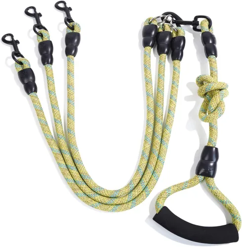 Miniatura 10 de Correa de perro de nailon duradera 3 en 1 con mango acolchado, cuerda de escalada extraíble sin enredos de 360°, cuerda de tracción para mascotas