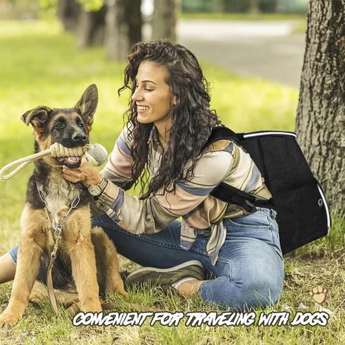 Miniatura 7 de BAGLHER Mochila de viaje para perros, mochila de suministros para mascotas aprobada por aerolíneas, bolsa de viaje para perros con 2 cuencos Negro