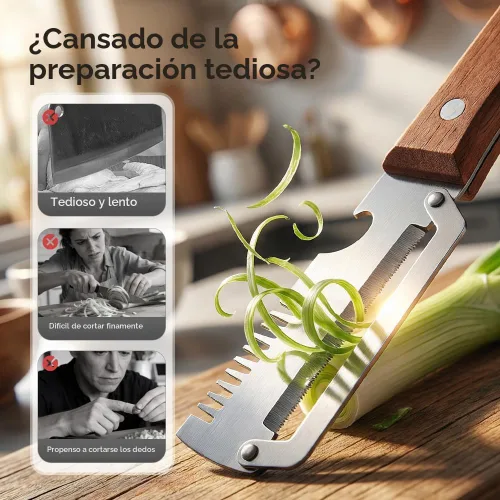 Miniatura 3 de Ktchen - Pelador de verduras multifuncional 2026, cuchillo pelador de frutas grueso de acero inoxidable multifunción con mango de madera, 3-1