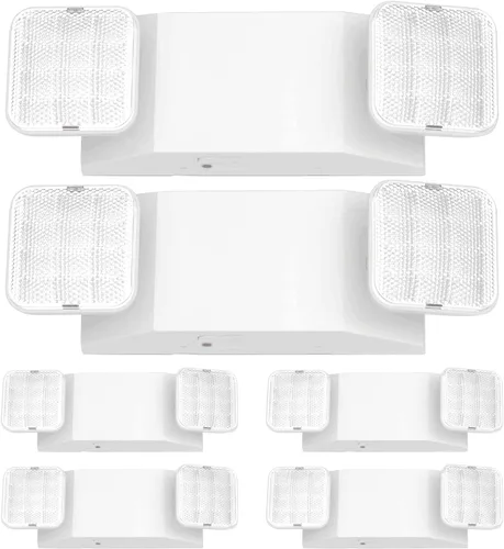Miniatura 8 de Luz de emergencia LED con batería de respaldo, dos luces de salida de emergencia ajustables de cabeza cuadrada para fallos de energía del hogar