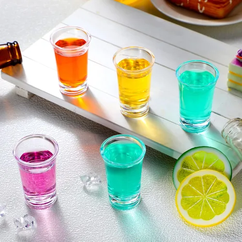 Miniatura 5 de Zubebe Juego de 150 vasos de chupito de acrílico de 1.2 onzas con base pesada, vasos pequeños redondos de plástico transparente, a granel