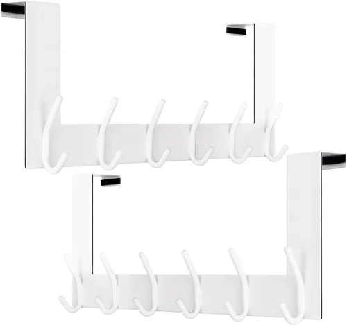 Miniatura 12 de WEBI Ganchos para Puerta Colgadores de Puerta: Toallero Sobre la Puerta con 6 Ganchos para Colgar, Colgador de Toallas Perchero de Puerta Colgador