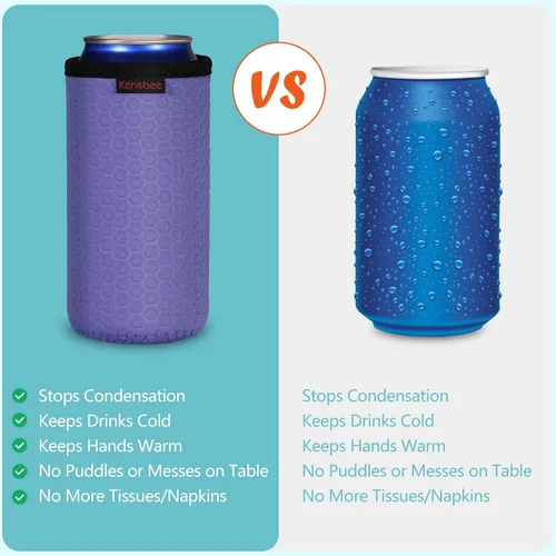 Miniatura 4 de Paquete de 4 Fundas Enfriadoras para Latas Delgadas de 12oz, Suaves Aisladas Reutilizables Antideslizantes de Neopreno Portavasos Cubiertas