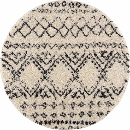 Miniatura 4 de Hauteloom, Duncans - Alfombra de estilo granja de pelo mullido para sala y dormitorio, con borlas - Beige, carbón, gris - 2 pies 7 pulgadas x 7 pies
