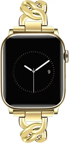 Miniatura 19 de JR.DM Correas de oro para reloj para mujer compatibles con Apple Watch de 46 mm, 42 mm (S3/2/1) 44 mm, 45 mm, 49 mm, pulsera ajustable de cadena Oro
