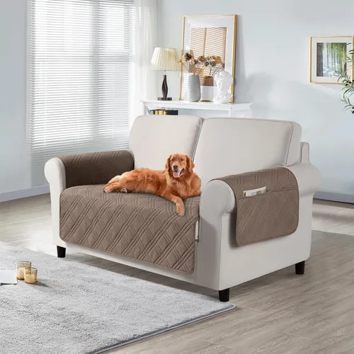 Miniatura 36 de TAOCOCO Fundas de sofá impermeables extragrandes para mascotas y perros con respaldo antideslizante, fundas para asientos de sofá con bolsillo