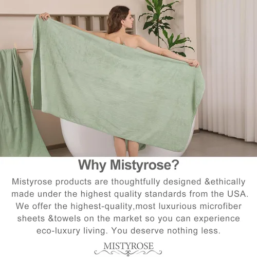Miniatura 4 de Mistyrose Toalla de diseño acanalado (verde, toallas de baño de 4 piezas)