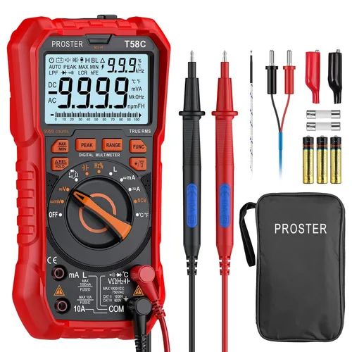 Miniatura 13 de Proster Multímetro Digital 6000 Count - TRMS Voltímetro Multímetro Digital de Rango Automático Probador, Detector NCV Medidor de Corriente y Voltaje