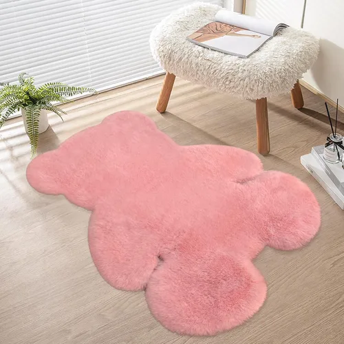Miniatura 11 de Alfombra de pelo de oveja sintética de 2 pies, suave y esponjosa, bonita alfombra de felpa para guardería, habitación de niños y niñas, decoración