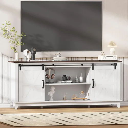 Miniatura 9 de GarveeLife Moderno soporte de TV acanalado de 55 pulgadas con 4 puertas, centro de entretenimiento con armarios de almacenamiento grandes
