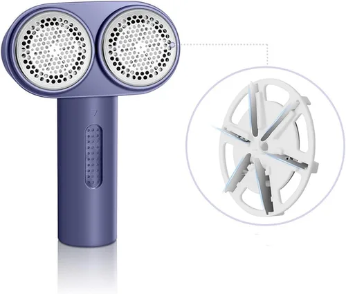 Miniatura 2 de Cuchillas de repuesto para afeitadora de tela eléctrica con diseño de acero inoxidable de seis hojas, paquete de 2, color blanco