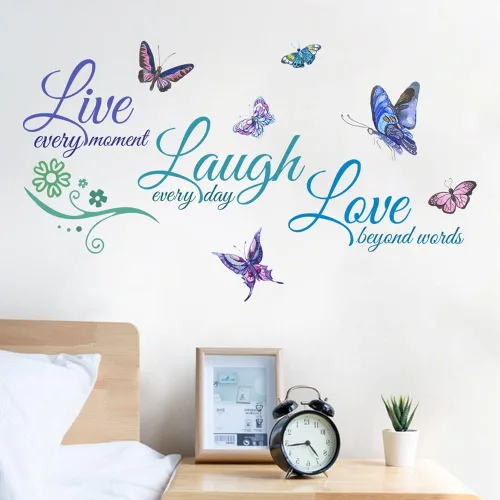 Miniatura 3 de Live Love Laugh - Juego de 3 calcomanías motivacionales para pared, calcomanías inspiradoras para la familia (18 x 39 pulgadas, verde, azul y morado)