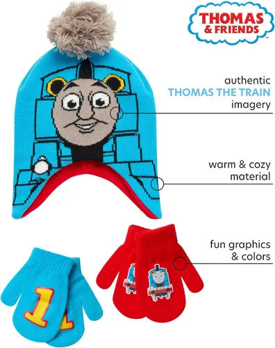 Miniatura 2 de Mattel Thomas The Train - Juego de 2 pares de guantes de invierno (bebé), Thomas Tren Azul, Age 2-4