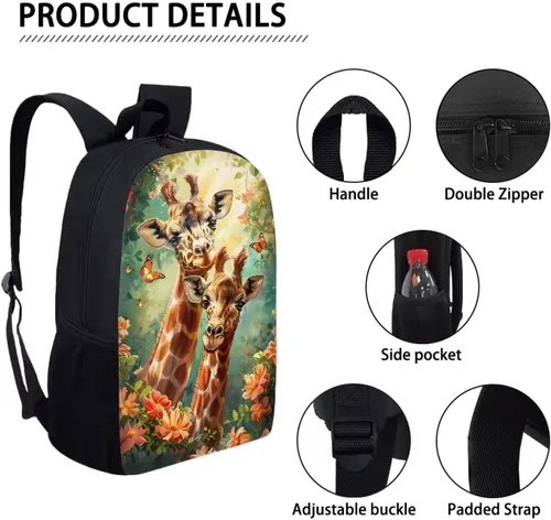 Miniatura 123 de HUGS IDEA Los animales frescos 3D niños escuela libro bolsa niños impresión mochilas, Baloncesto, Moderno