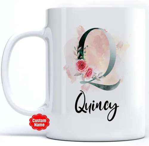 Miniatura 16 de PREZZY Taza personalizada con letra N con inicial, monograma personalizado, taza de café floral, regalos para mujeres, hombres, familiares, amigos