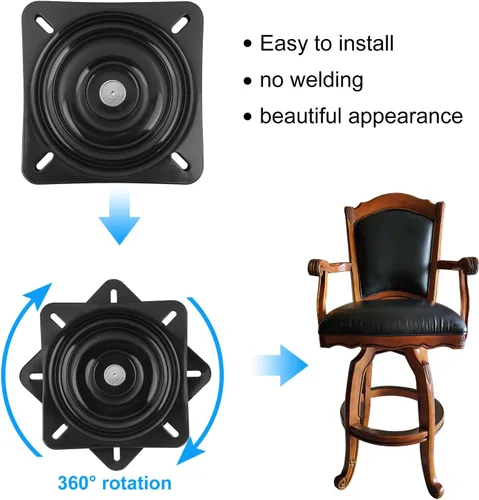 Miniatura 4 de 6 taburetes giratorios de 6.25 pulgadas, placa giratoria para silla reclinable o muebles
