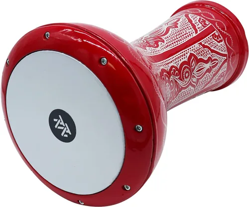 The Wave Zaza Percussion - Darbuka Doumbek estilo egipcio de 17 pulgadas (rojo brillante, grabado)