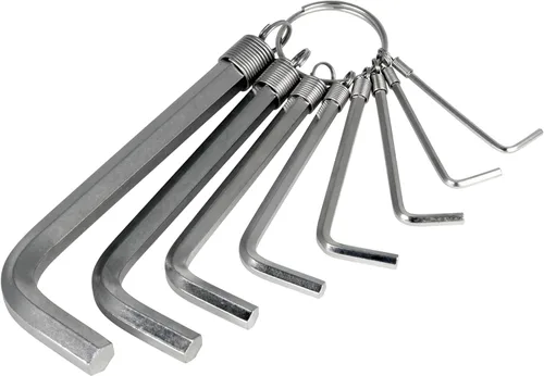 Performance Tool W1108C - Juego de llaves hexagonales métricas cromadas con soporte para llavero, tamaños de 1,5 a 0.236 in