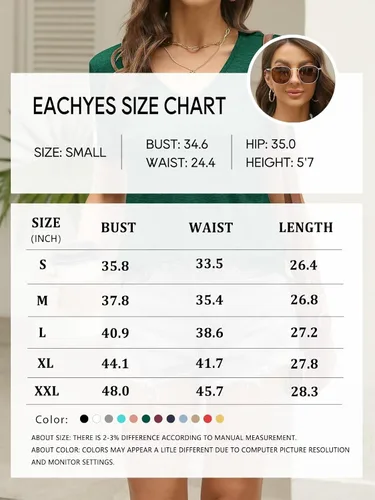 Miniatura 6 de Eachyes Camisetas de encaje de manga corta con cuello en V para mujer, blusas casuales de verano