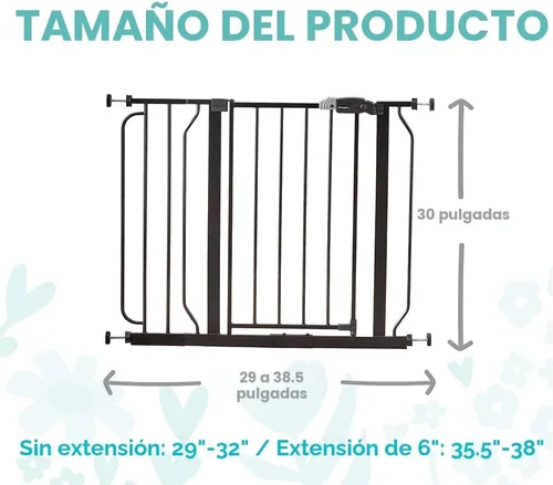 Miniatura 2 de Regalo Safety - Puerta para bebés de 29 a 38.5 pulgadas para puertas y parte inferior de escaleras, puerta de bebé montada a presión con puerta