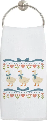 Coquette - Toallas de cocina de ganso floral con lazo azul, toallas de mano para decoración de baño, bonito paño de cocina para decoración de