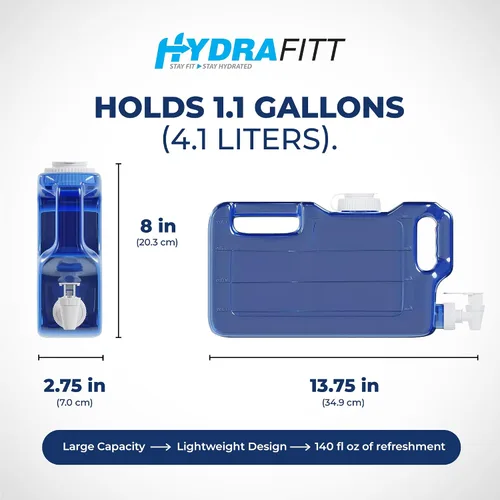 Miniatura 8 de Dispensador de agua para refrigerador HydraFitt de 1.1 galones – Contenedor de agua para refrigerador delgado a prueba de fugas con llave – Jarra