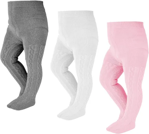 Miniatura 69 de EPEIUS - Pantimedias de punto trenzado, mallas gruesas de algodón para recién nacidos, bebés o niñas pequeñas, paquete de 3, 4, 5 y 6