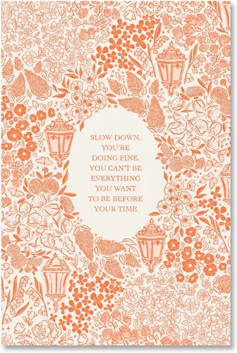 HUYKON Slow Down You’re Doing Fine Music Poster Vintage Song Lyric Orange Wall Art Retro Positive Quote Motivational Floral Canvas Print Wall Decor
