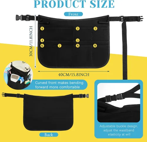 Miniatura 2 de Panitay 9 Pocket Professional Cleaning Apron for Housekeeping with Adjustable Belt Waitress Server Apron for Adults